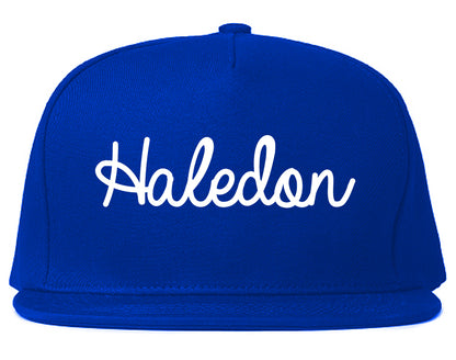 Haledon New Jersey NJ Script Mens Snapback Hat Royal Blue