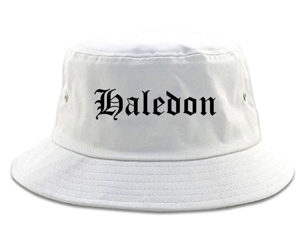 Haledon New Jersey NJ Old English Mens Bucket Hat White