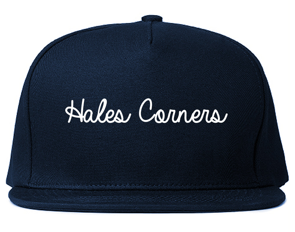 Hales Corners Wisconsin WI Script Mens Snapback Hat Navy Blue