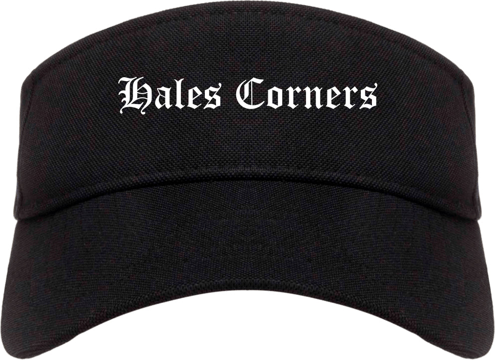 Hales Corners Wisconsin WI Old English Mens Visor Cap Hat Black