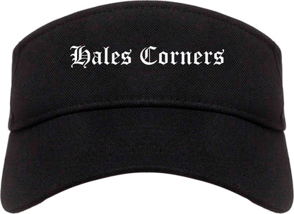 Hales Corners Wisconsin WI Old English Mens Visor Cap Hat Black