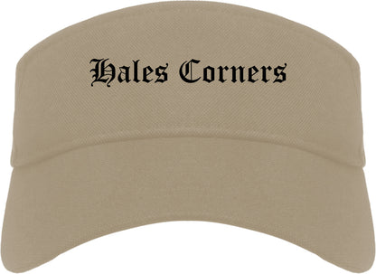 Hales Corners Wisconsin WI Old English Mens Visor Cap Hat Khaki