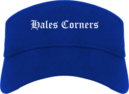Hales Corners Wisconsin WI Old English Mens Visor Cap Hat Royal Blue