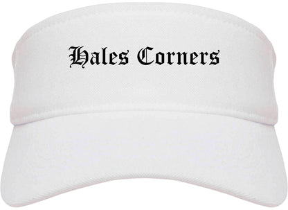 Hales Corners Wisconsin WI Old English Mens Visor Cap Hat White