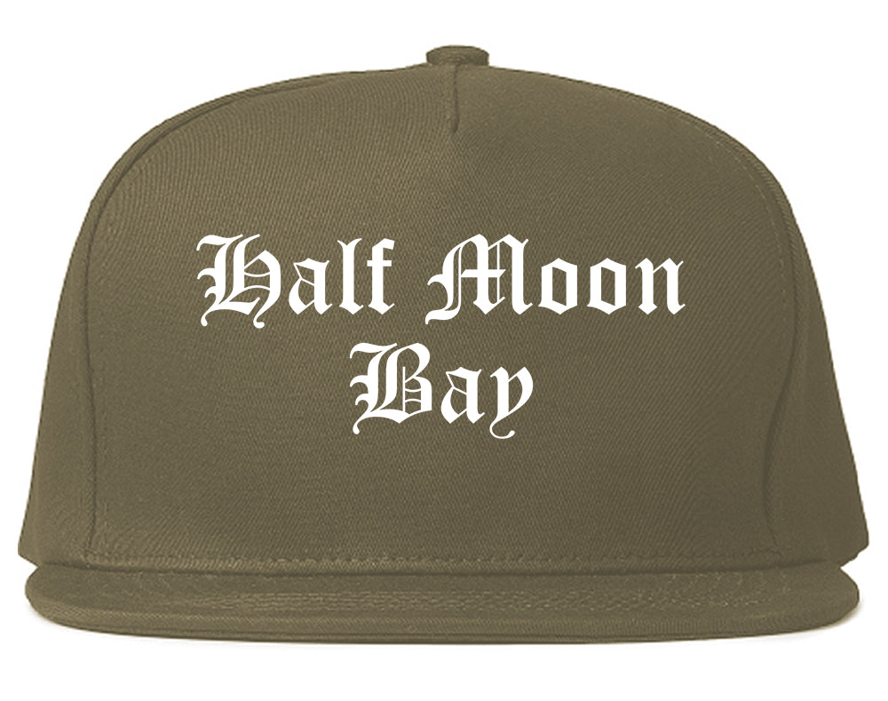 Half Moon Bay California CA Old English Mens Snapback Hat Grey