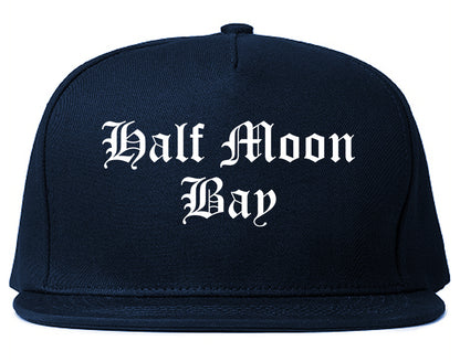 Half Moon Bay California CA Old English Mens Snapback Hat Navy Blue