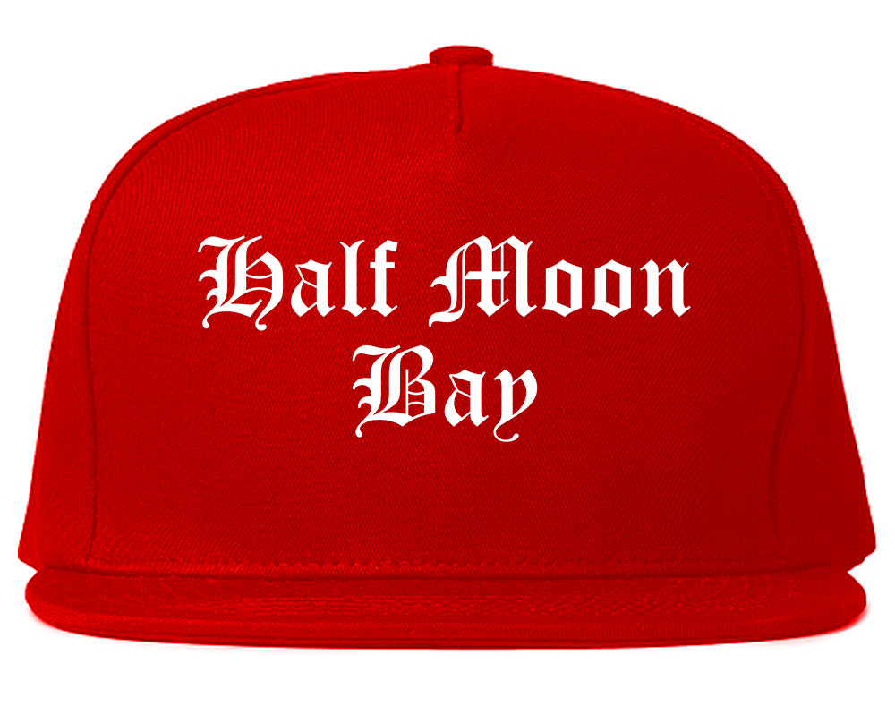 Half Moon Bay California CA Old English Mens Snapback Hat Red