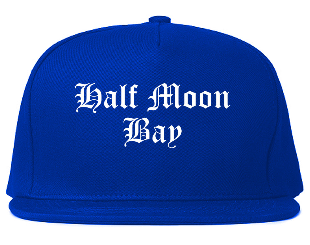 Half Moon Bay California CA Old English Mens Snapback Hat Royal Blue