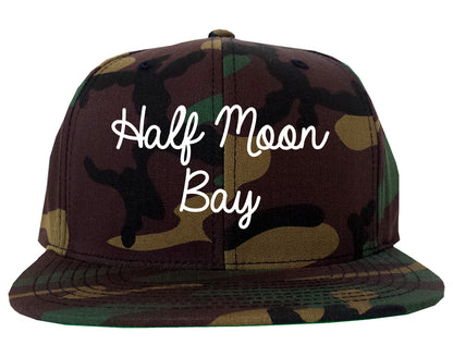 Half Moon Bay California CA Script Mens Snapback Hat Army Camo