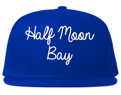 Half Moon Bay California CA Script Mens Snapback Hat Royal Blue