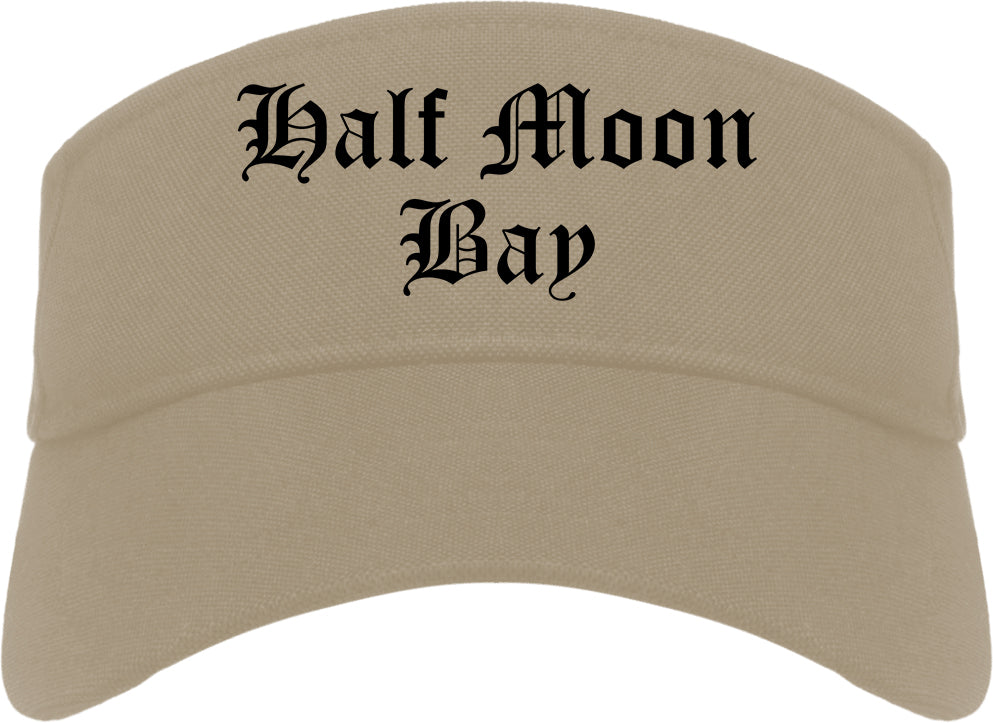 Half Moon Bay California CA Old English Mens Visor Cap Hat Khaki