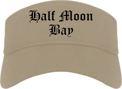 Half Moon Bay California CA Old English Mens Visor Cap Hat Khaki