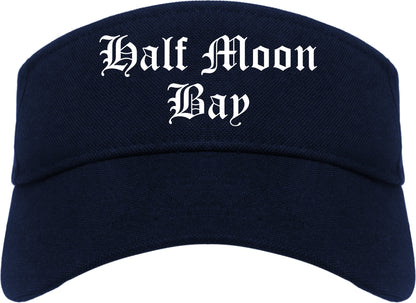 Half Moon Bay California CA Old English Mens Visor Cap Hat Navy Blue