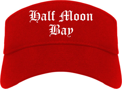 Half Moon Bay California CA Old English Mens Visor Cap Hat Red