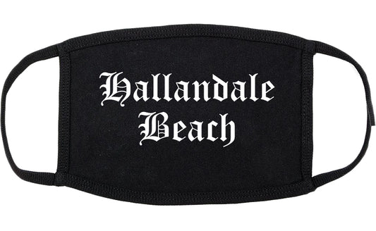 Hallandale Beach Florida FL Old English Cotton Face Mask Black