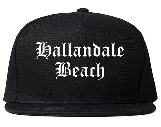 Hallandale Beach Florida FL Old English Mens Snapback Hat Black