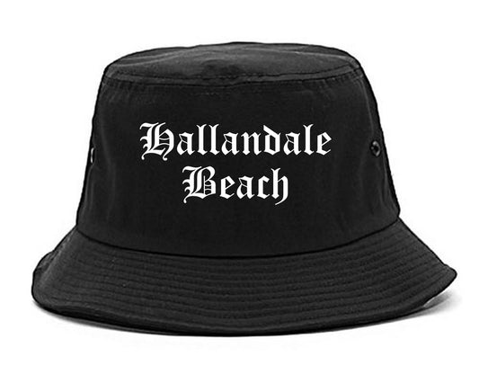 Hallandale Beach Florida FL Old English Mens Bucket Hat Black