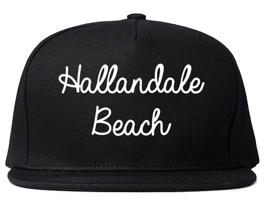 Hallandale Beach Florida FL Script Mens Snapback Hat Black