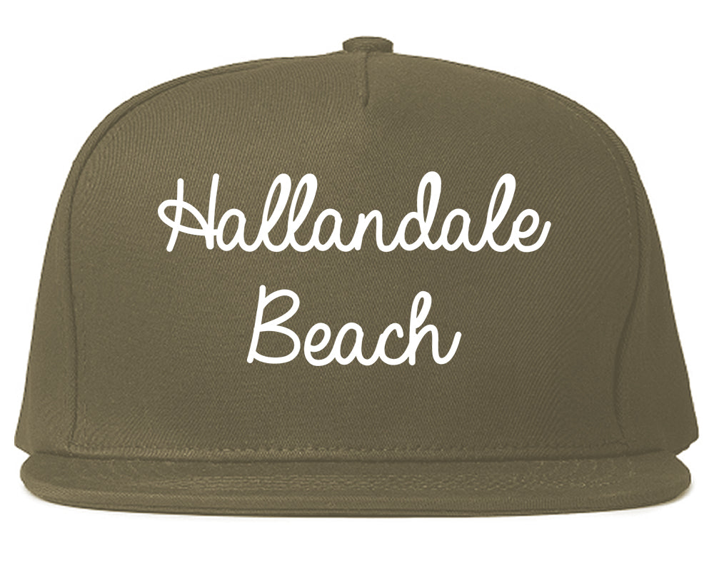 Hallandale Beach Florida FL Script Mens Snapback Hat Grey