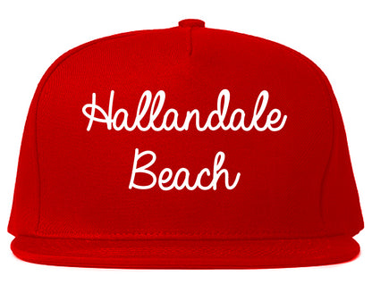Hallandale Beach Florida FL Script Mens Snapback Hat Red