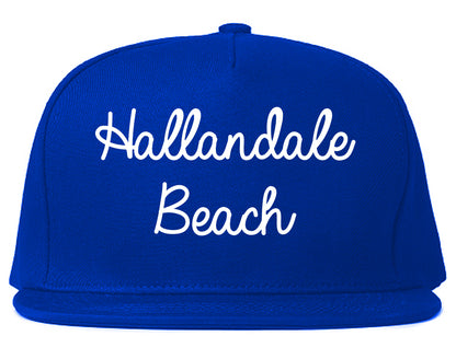 Hallandale Beach Florida FL Script Mens Snapback Hat Royal Blue