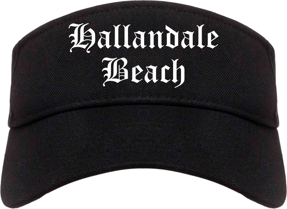 Hallandale Beach Florida FL Old English Mens Visor Cap Hat Black
