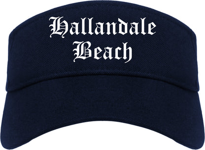 Hallandale Beach Florida FL Old English Mens Visor Cap Hat Navy Blue