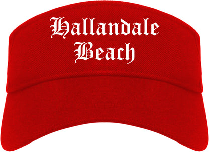 Hallandale Beach Florida FL Old English Mens Visor Cap Hat Red
