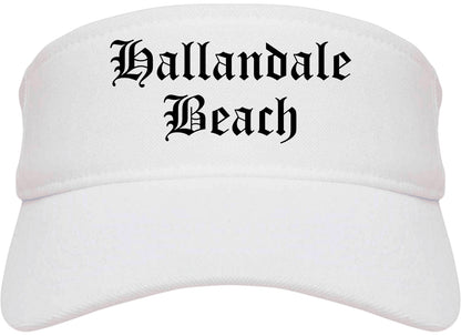 Hallandale Beach Florida FL Old English Mens Visor Cap Hat White