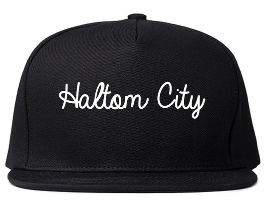 Haltom City Texas TX Script Mens Snapback Hat Black
