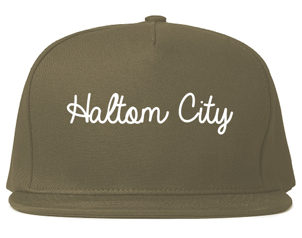 Haltom City Texas TX Script Mens Snapback Hat Grey