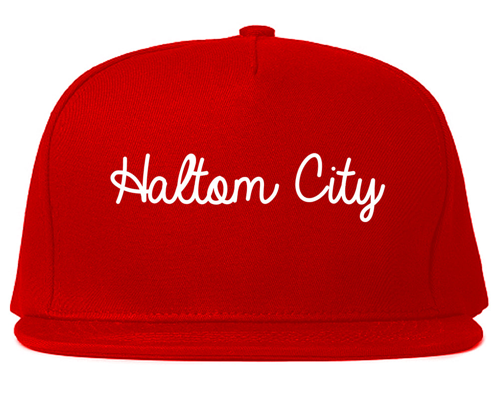 Haltom City Texas TX Script Mens Snapback Hat Red