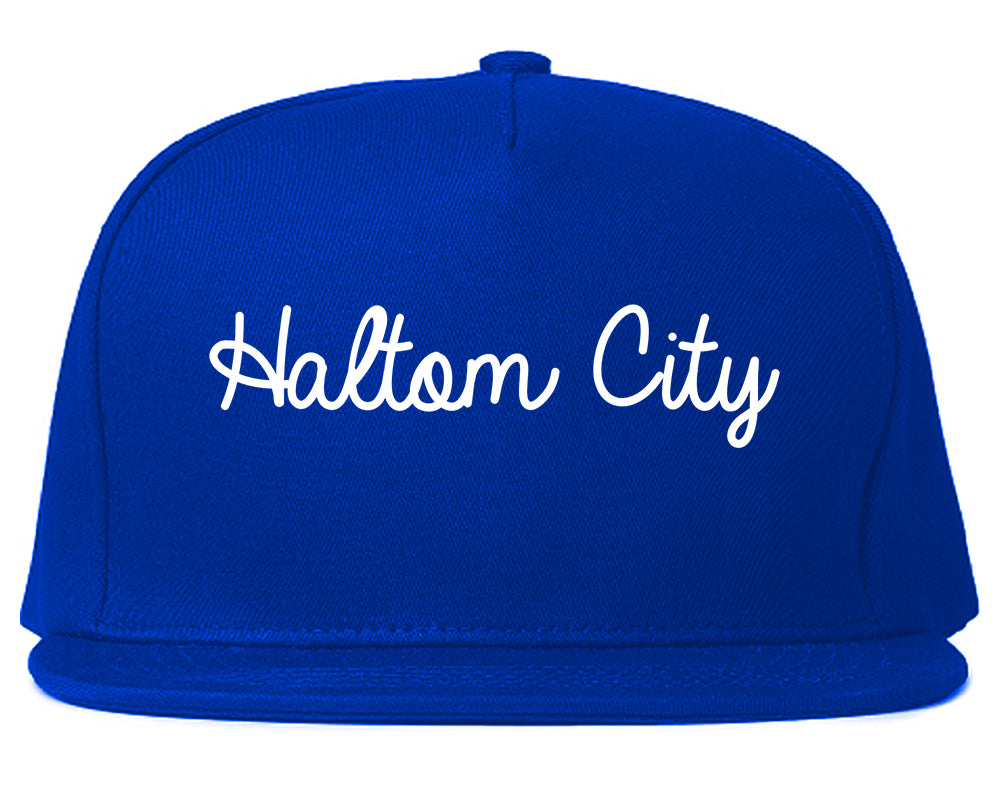 Haltom City Texas TX Script Mens Snapback Hat Royal Blue