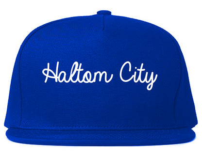 Haltom City Texas TX Script Mens Snapback Hat Royal Blue