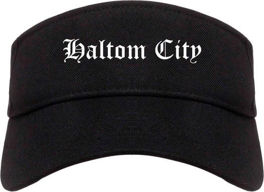 Haltom City Texas TX Old English Mens Visor Cap Hat Black