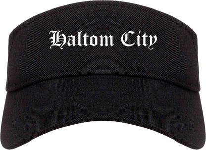 Haltom City Texas TX Old English Mens Visor Cap Hat Black