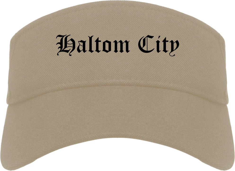 Haltom City Texas TX Old English Mens Visor Cap Hat Khaki