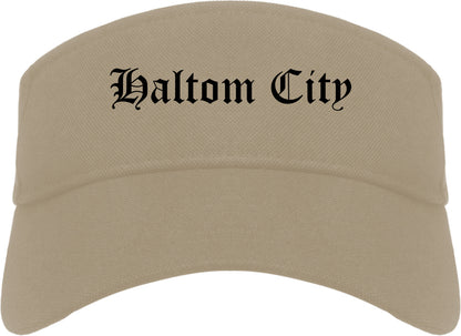 Haltom City Texas TX Old English Mens Visor Cap Hat Khaki
