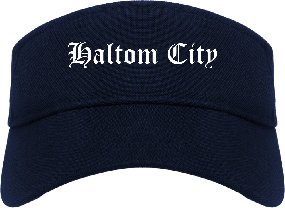 Haltom City Texas TX Old English Mens Visor Cap Hat Navy Blue