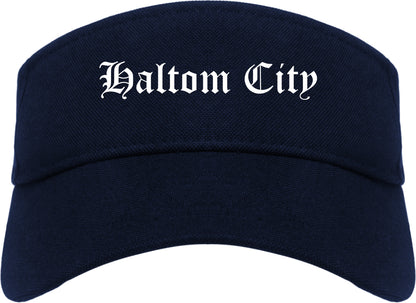 Haltom City Texas TX Old English Mens Visor Cap Hat Navy Blue