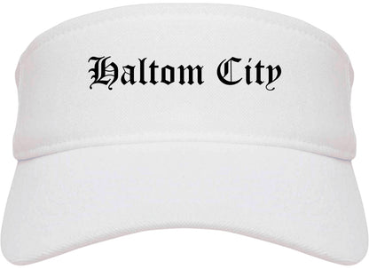 Haltom City Texas TX Old English Mens Visor Cap Hat White