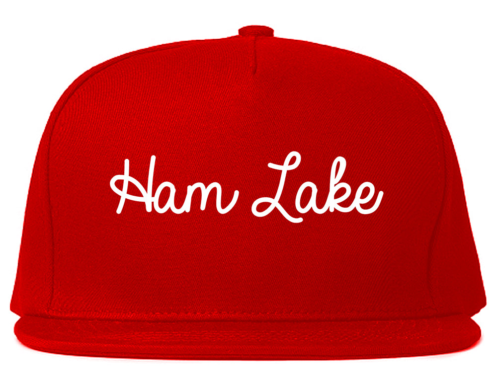 Ham Lake Minnesota MN Script Mens Snapback Hat Red