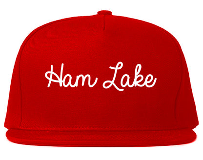 Ham Lake Minnesota MN Script Mens Snapback Hat Red