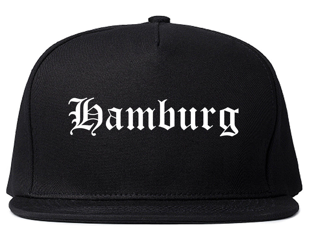 Hamburg New York NY Old English Mens Snapback Hat Black