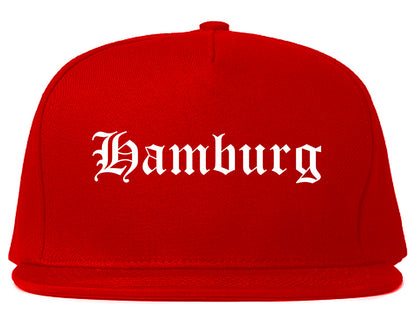 Hamburg New York NY Old English Mens Snapback Hat Red