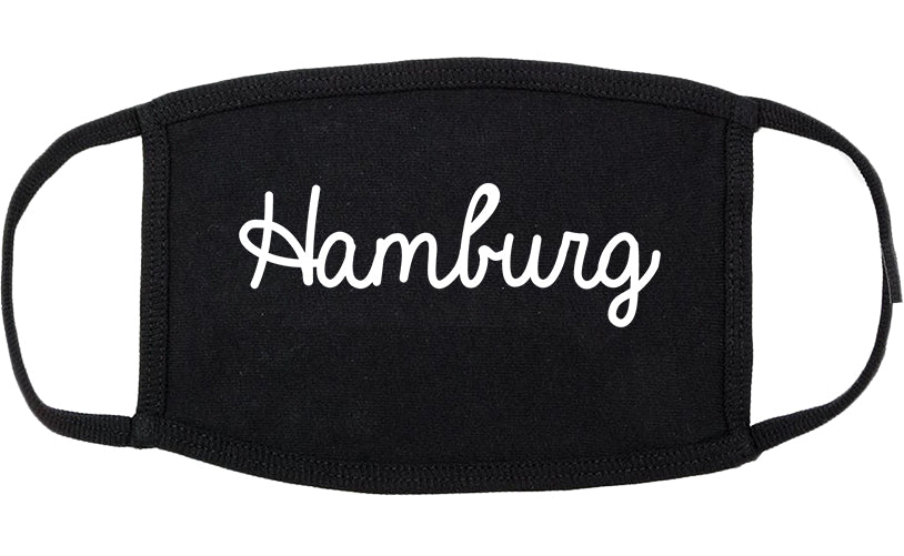 Hamburg New York NY Script Cotton Face Mask Black