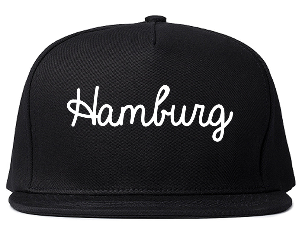 Hamburg New York NY Script Mens Snapback Hat Black