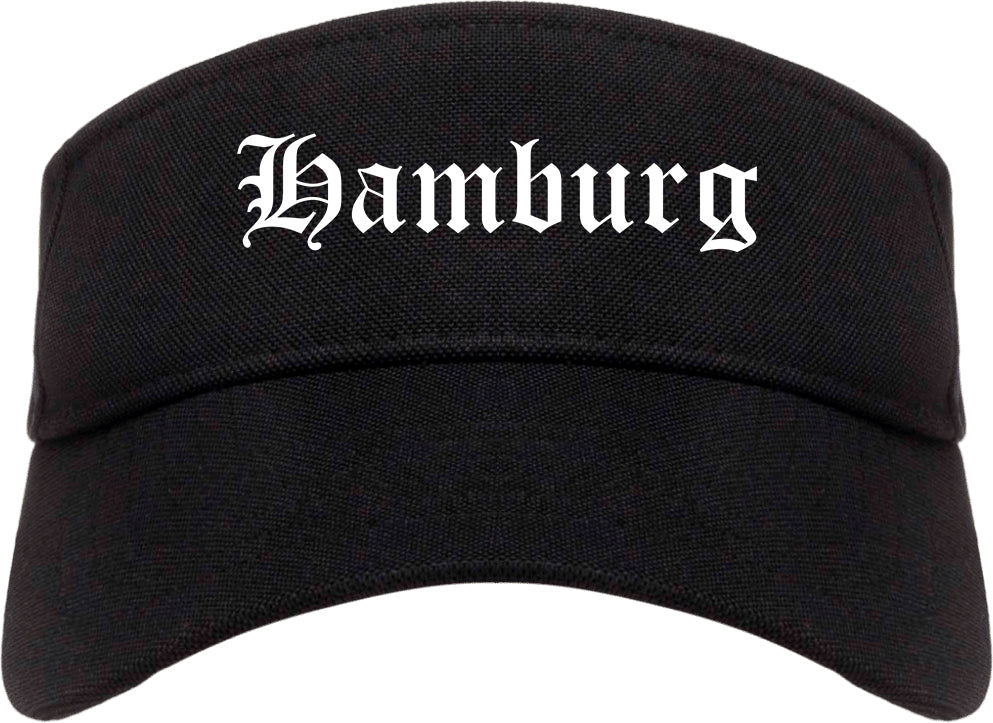 Hamburg New York NY Old English Mens Visor Cap Hat Black
