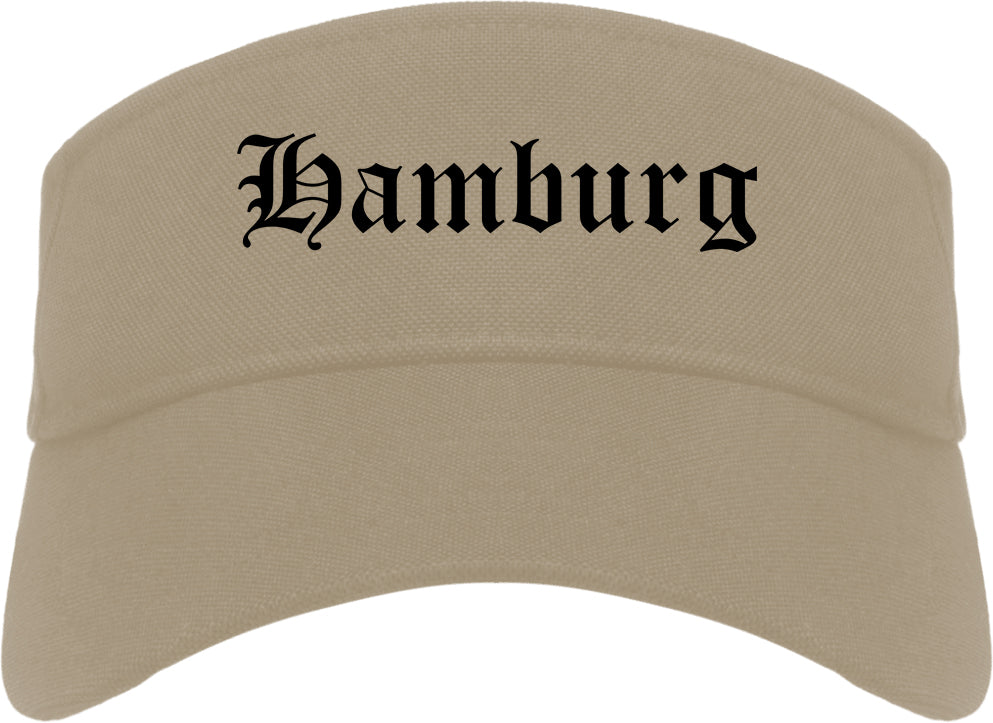 Hamburg New York NY Old English Mens Visor Cap Hat Khaki