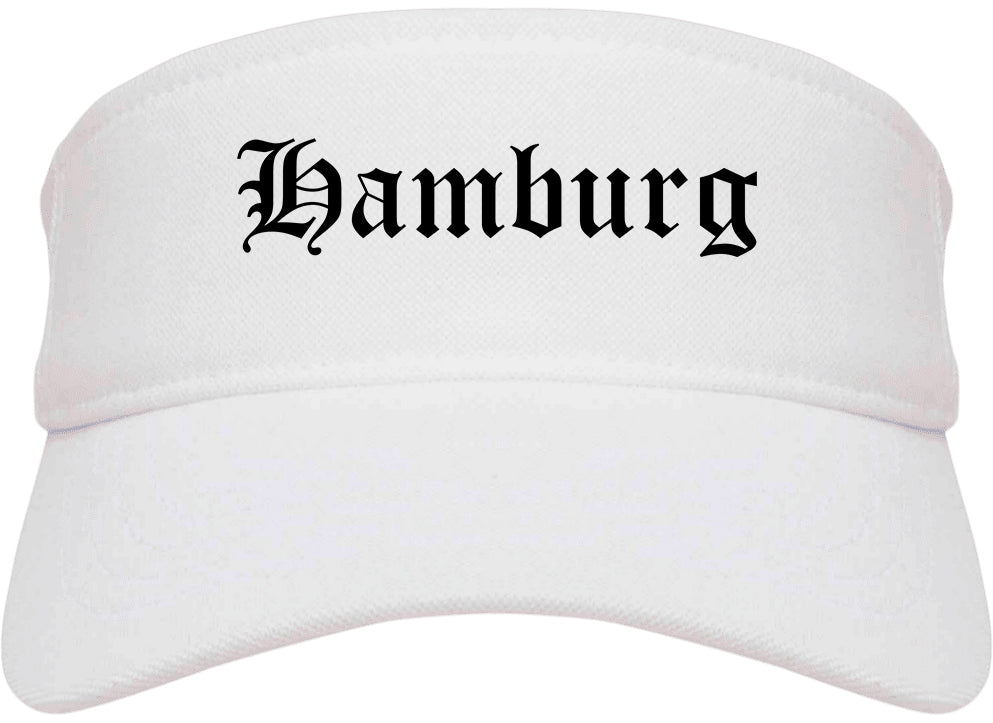 Hamburg New York NY Old English Mens Visor Cap Hat White